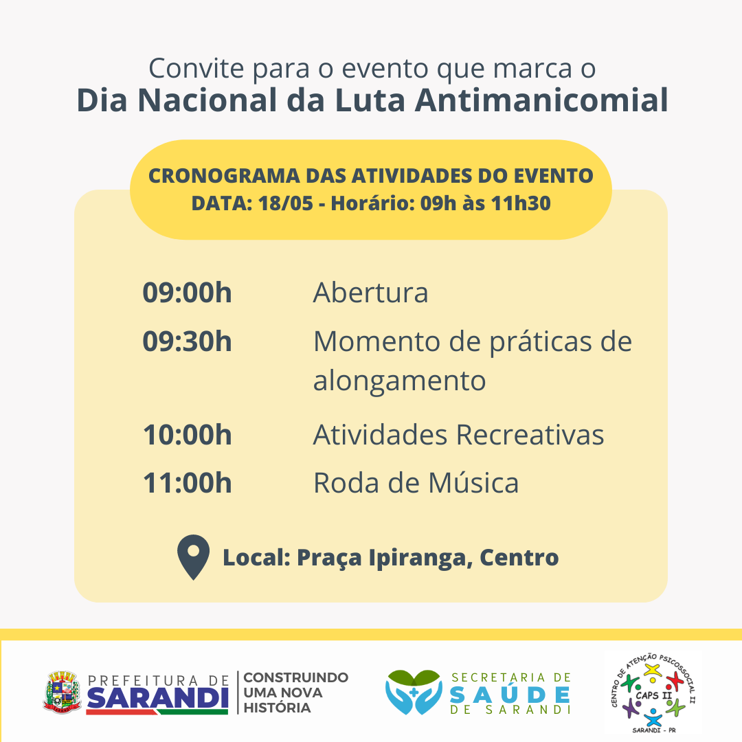 Convite para o evento que marca o Dia Nacional da Luta Antimanicomial